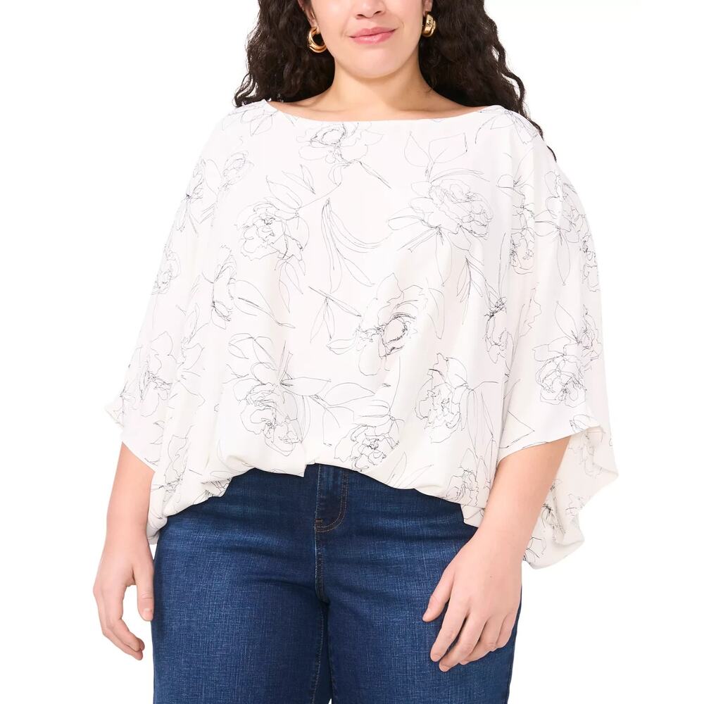 Vince Camuto Women's Boat-Neck 3/4-Raglan-Sleeve Top Ivory Size M 2220